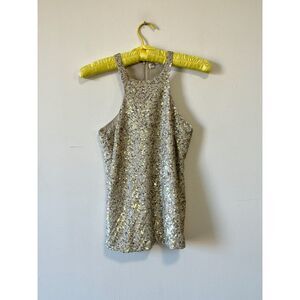 Allsaints Spitalfields Gray Pearlescent All Over Sequin Embellished Tank Top 6